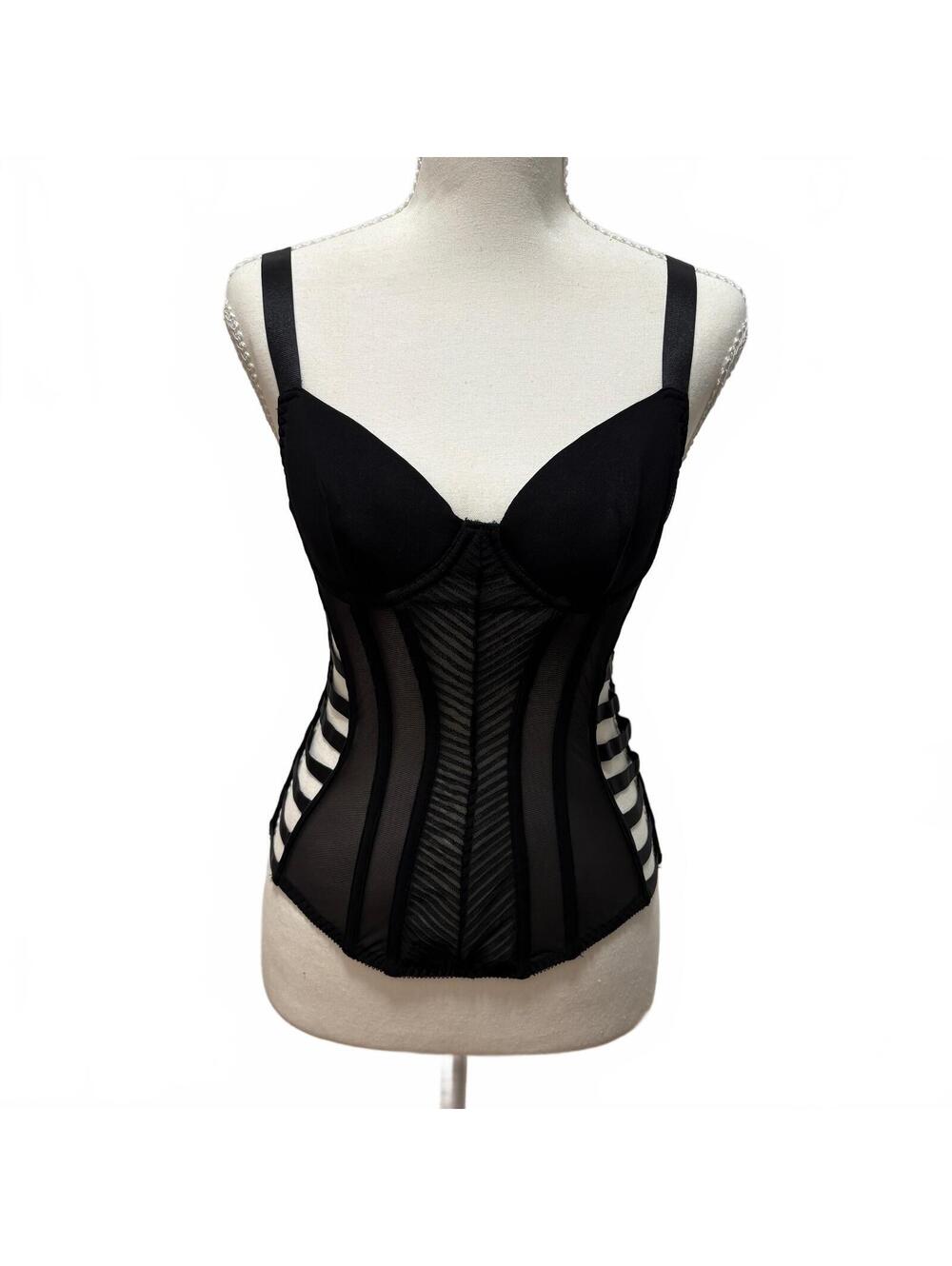 VTG Y2K Frederick's of Hollywood Sheer Mesh Overbust Corset Top Women's S Grunge